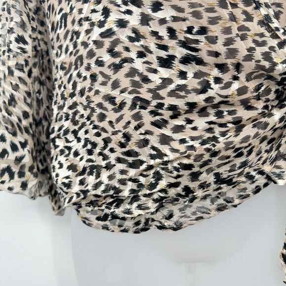 VTG Anne Carson Silk Animal Print Wrap Top Size S Brown Old Money Mob Wife - Picture 6 of 11